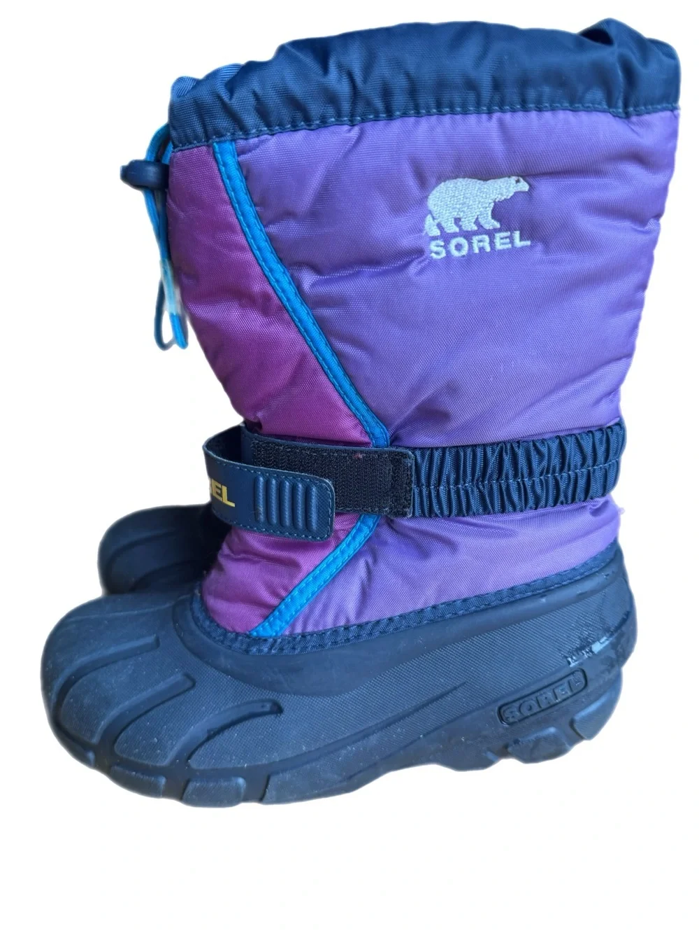 Sorel Flurry Youth Purple Insulated Waterproof Snow Boots with Strap Size 4
